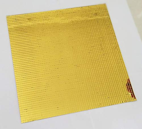 Fogli autoadesivi a mosaico di piccole piastrelle a specchio, in vetro a specchio colorato Oro giallo.