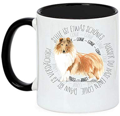 siviwonder Kaffeetasse mit Hundemotiv & Spruch - Collie - Watercolor Dogs Hundemotiv Fun Geschenk für Kaffeetrinker und Hundebesitzer, Büro Homeoffice, Hunde Fans
