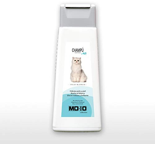 Champú para Gatos de Pelo Blanco - Champú Hidratante y Dermoprotector con Vitamina D-Pantenol - Realza el Color - Para Gatos con Pelo Largo y con Nudos - pH Neutro - 300ml - MD10 Collection