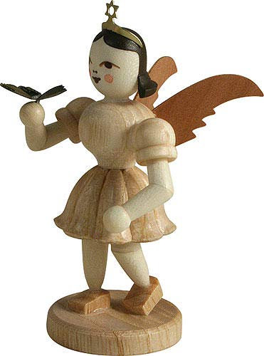 Blank Kunsthandwerk Kurzrockengel mit Schmetterling, Natur - 6,6 cm