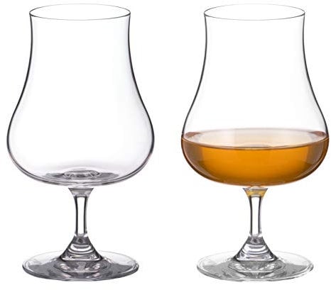 DIAMANTE Rum Glasses Pair | Port Glasses | Sherry Glasses | Whisky snifters - ‘Auris’ Collection Crystal – Gift Box of 2 Speciality Rum Snifters