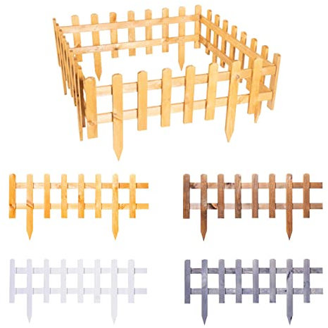 BooGardi Steckzaun Holz Anthrazit 20 x 59,5 cm · 4er Set in vielen Größen/Farben · Beetumrandung für Blumenbeet/Gemüsebeet · Vor-Gartenzaun · Rasenkante