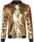 YFFUSHI Jacke Glänzende Langen Ärmeln Reißverschluss Jacke mit Pailletten Bomber Baseballkragen Sportmantel Casual