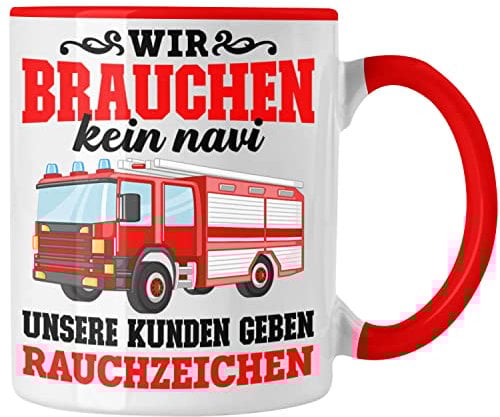 Trendation - Feuerwehr Tasse Geschenk Feuerwehrgeschenkartikel Mann Männer Erwachsene Feuerwehrmann Tasse Spruch (Rot)