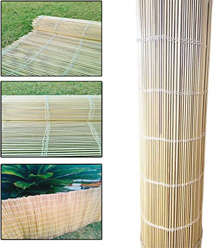 MND Dealings® Quality Bamboo Natural Peeled Fence Screening Roll Chain Thread Stitching Roll Panel Best for Garden Outdoor Privacy, Borders Dividers Screening Walls Sun/Wind Protection (1x4m)