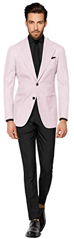 Blazer da uomo 2 bottoni manica lunga vestibilità regolare giacca cappotto sportivo casual cappotto sportivo leggero, Rosa chiaro 2, L