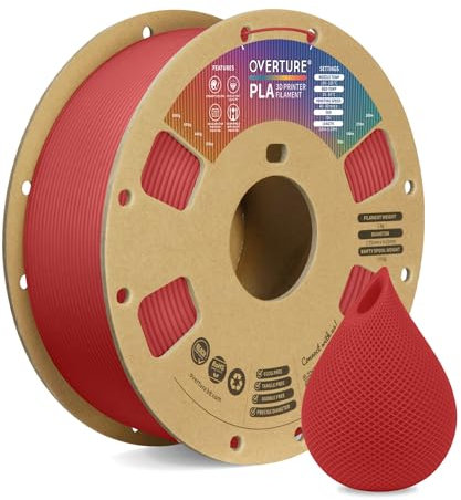 OVERTURE Filament PLA 1.75mm Aufgerüstet, 3D Drucker PLA Filament 1kg Spule (2.2 LBS), Maßgenauigkeit +/- 0.02mm (Frischrot)