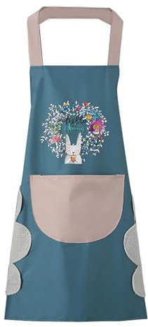 DILLMAN Frauen Küche Schürze mit Hand wischen, große Tasche, Hand-wiping, wasserdicht für Kochen Backen Blau, Large