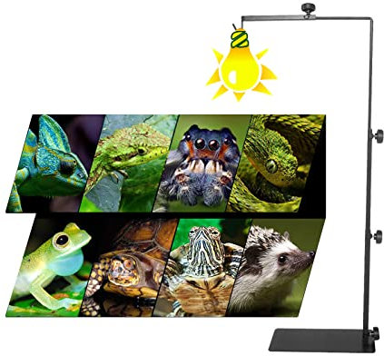 ATB-GIFT Adjustable Reptile Lamp Stand(16 to 37.4 Inch), Landing Lamp Holder Bracket with Base for Reptile Glass Terrarium Heating Light