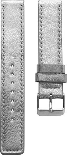 Oozoo Armband Uhrenband Uhrenarmband Leder Lederband mit Dornschließe Silber 18 mm