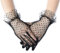 krautwear® Damen Handschuhe Spitze Ellenbogen Lang Abendhandschuhe Gerafft Braut Kurz Satin Schleife (1133-kurz-schwarz)