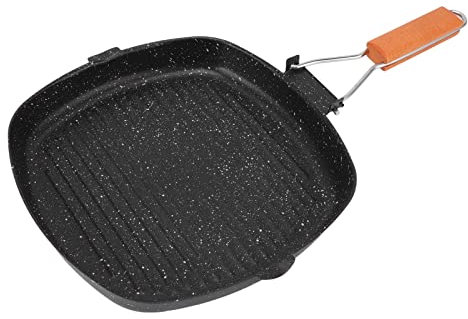 Sartén antiadherente para parrilla, plancha, bistec, sartén especial, rayas, sartén para asar a la parrilla para el hogar y la cocina(28 * 28cm)