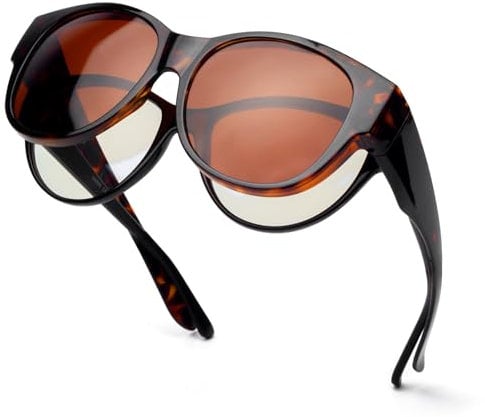 Face Shadow Polarisiert Überzieh Sonnenbrille über Normale Brille Damen UV400 Schutz, Übergroß Überbrille für Brillenträger, Ultra Leicht Fahren Angeln