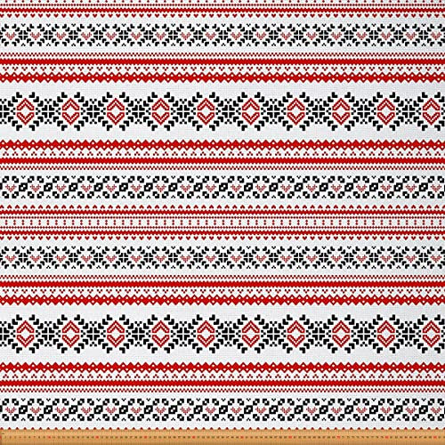 Loussiesd Traditioneller exotischer Stoff von der Werft Vintage Ethno Damenmuster Polsterstoff für Stühle und Heimwerkerprojekte Linien Punkte Stich dekorativer wasserdichter Stoff 92x150cm