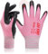 DEX FIT Gants de travail FN330, Adaptation 3D Confortable et Extensible, Agrippants, Revêtement en Mousse de Nitrile Durable, Smart Touch, Fins et Légers, Lavables, Rose 8 (M) 3 Paires