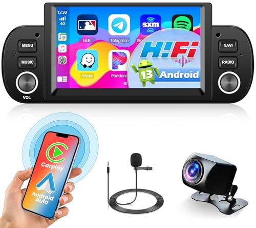 Per Fiat Panda 2013-2020 Android Autoradio Wireless Carplay Android Auto Radio con Schermo da 6,2 Pollici Touchscreen Bluetooth Stereo Auto con WiFi/GPS FM/RDS+Retrocamera