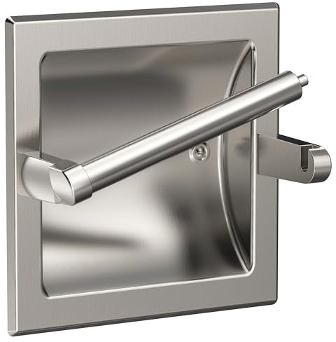 WZKALY Brushed Nickel Recessed Toilet Paper Holder, Contemporary Hotel Style Pivoting in Wall Toilet Paper Holder - Recessed Toilet Tissue Holder, Regular Roll