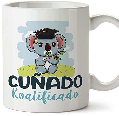MUGFFINS Tazas para CUÑADO - En Español - Koalificado/koalificada - 11 oz / 330 ml - Regalo original y divertido