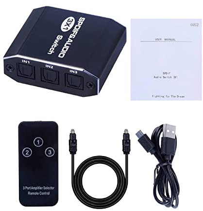 DAGIJIRD 3 in 1 Out Digital Optical Audio Splitter Digital SPDIF Optical Fiber Audio Splitter Hub Support DTS AC3