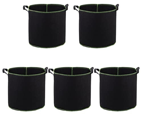 Operitacx 5pcs Breathable Non-woven Plant Nursery Bags for Flower Growing for Gardening Grow Bags Handles Planting Vegetables Pouches