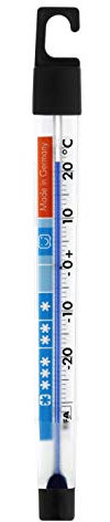 TFA Dostmann Analoges Kühlthermometer, 14.4002, Temperaturkontrolle, für Kühlschrank/Gefrierschränke/Kühlhäuser, schnell ablesbar, mit Kühlzonen