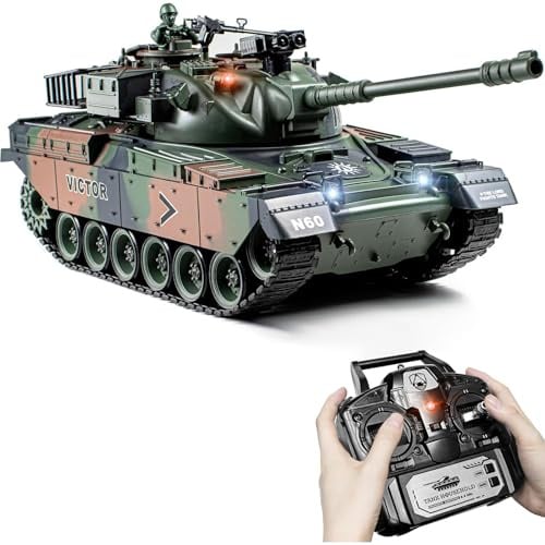 Supdex 1:18 RC Panzer US M60, 2,4 GHz Ferngesteuert Panzer, 15 Kanal Kampf Panzer Modell mit BB Schussfunktion, Rauch und Geräusch, Taktisches Armee-RC-Spielzeug für Kinder ab 6 Jahren und Erwachsene