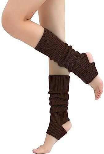 Nanxson Damen Stulpen Gothic Punk Gerippte Gestrickte Beinlinge Harajuku Beinwärmer für Party Sport Freizeitsocken (Kaffee)