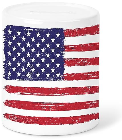 Spardose USA Geldgeschenk Reisekasse für den Urlaub Reise Urlaubskasse Geburtstagsgeschenk Sparbüchse Sparschwein aus Keramik Bunt