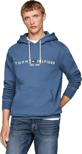 Tommy Hilfiger Men's Tommy Logo Hoodie, Blue (Aegean Sea), XS