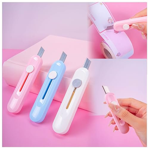 Ozmw 3 Pezzi mini coltello artistico [Bianco, Blu, Rosa]