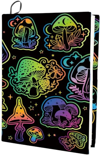 CRASPIRE Funda Elástica para Libros con Forma de Seta, Colorida, Lavable, Reutilizable, Grande, Protector de Libros de Nailon, Envolturas Elásticas para Cuadernos de 9.4x15.7 Pulgada, Adecuadas