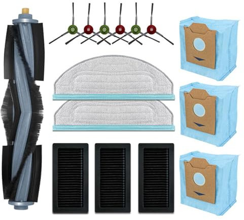 Odashen Kit d'accessoires de Rechange pour aspirateur pour Yeedi Cube pour Robot aspirateur pour Yeedi CC, 1 Brosse à Rouleau, 6 brosses latérales, 3 filtres, 2 serpillères, 3 Sacs à poussière