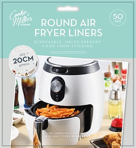 Air Fryer Liners - Disposable Non-Stick Parchment Paper - for Most Fryers (20 cm Round - 50 Pack)