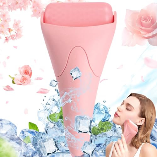 Rouleau de Glace pour Le Visage Et Les Yeux, Massage du Visage, Massage des Yeux au Rouleau de Glace, Utilisé pour Lutter Contre Les Rides, Réduire Les Poches et Effet Anti-Âge (Rose)