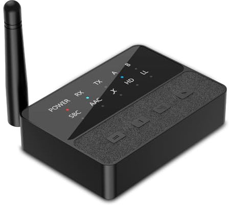 Bluetooth 5.3 Empfänger Sender für 2 Kopfhörer für TV 2-in-1 Bluetooth Transmitter Wireless Audio Adapter DAC & AptX HD Low Latency mit RCA/AUX Kabel für TV Stereoanlage PC