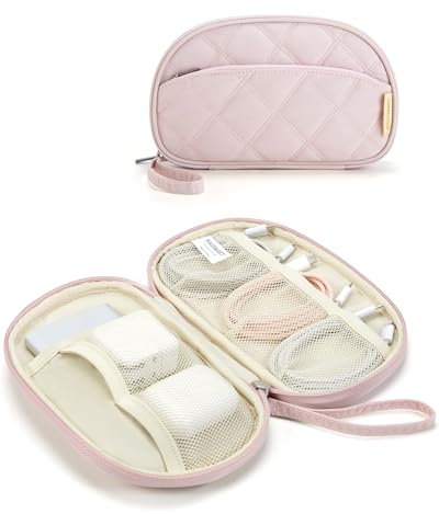 Bagsmart Kabeltasche Organizer Travel Cord Elektronik Organizer Travel Case, Travel Essentials für Cables, USB Sticks, Memory Cards, Rosa