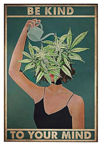 Nayyana Be Kind to Your Mind Vintage-Bildposter, Hippie-Boho-Wandkunst, Vintage Poster, Ermutigungsgeschenke für Frauen, Heimbüro, Schlafzimmer, Wohnzimmer, Wanddekoration, Stil 2