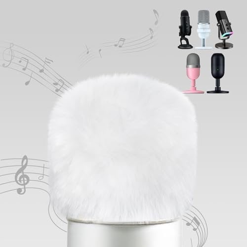 YOUSHARES Mikrofon Windschutz Popschutz Kompatibel mit Blue Yeti, Yeti Nano, AM8, HyperX SoloCast, Seiren Mini, und Andere ASMR USB-Mikrofon, Pelzige Micro Pop-Filter Schallschutz, Weiß