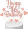 Anlgdi Tortendeko 16. Geburtstag Mädchen, Kuchendeko 16. Geburtstag Mädchen, Kuchen Topper Happy 16th Birthday Roségold, Cake Topper 16 Jahr Torte Kuchen Deko für Geburstagstorte Deko 16. Kinder