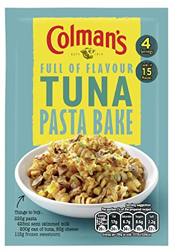Colman's Tuna Pasta Bake Recipe Mix perfect with melted cheese quick to prepare sauce mix 44 g (Pack of 7)