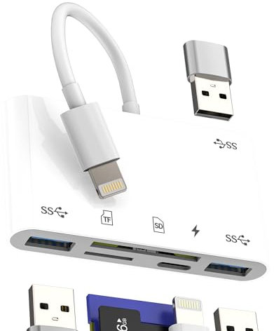 Adattatore Lightning A USB(6 in 1)lettore SD Micro SD Card Per IPhone14 Pro Max OTG 3.0 Cavo Per Apple Compatibile Con Samsung S24 Per IPad Caricabatterie USB-A Chiave Esterna TF Memoria Fotocamera