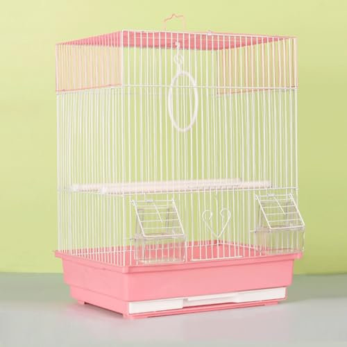 RTTZBOZ Vogelkäfig, Papageienkäfig mit Ausziehbarem Tablett und Griff, Finkenkäfig, für Kleine Nymphensittiche, Kanariensittiche, Sonnensittiche(Pink)
