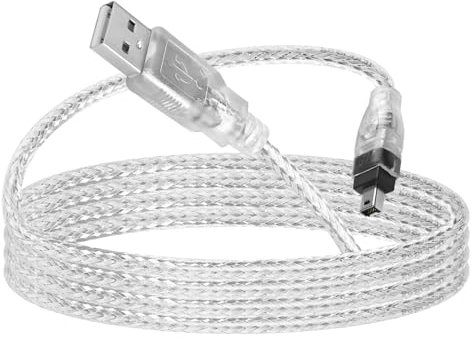 Herfair Cavo FireWire IEEE 1394, da USB a 4 pin maschio a maschio, adattatore per trasferimento dati, convertitore iLink FireWire 400 DV per laptop a videocamera, cavo da fotocamera DV a computer, 1,8