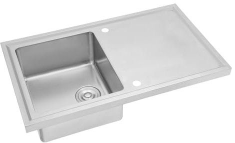 JAYEUW Fregadero de cocina de acero inoxidable, 86 x 50 cm, 1 cuenco, multifuncional, rectangular, fregadero de cocina con superficie de trabajo, tubo de drenaje, cesta colador, fregadero empotrable,