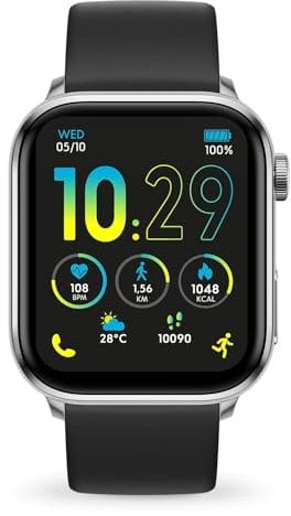 ICE-WATCH - Ice Smart 3.0 Silver Black 1.78 AMOLED GPS - Montre connectée rectangulaire Argent Mixte avec Bracelet en Silicone - 024301 (1.78 Pouces)