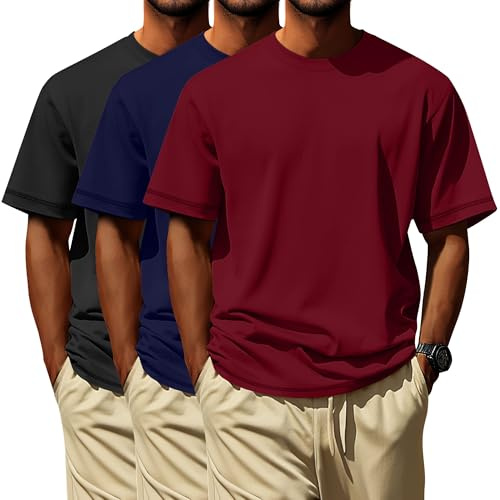 Neer 3 Pack Big and Tall T-Shirts for Men L-7xl Tops | Large Casual Stretch Workout Tees, Short Sleeve Crewneck Oversized Shirts, Classic Summer Outfits, Comfy Basic Loose Clothes