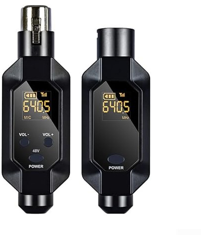 HpLive XLR Mikrofon Sender Empfänger，Kabelloser Mikrofon-Konverter，Drahtloses Mikrofon Konverter Transmitter System für dynamisches Mikrofon für Gesang/öffentliches Reden(1 in 1)
