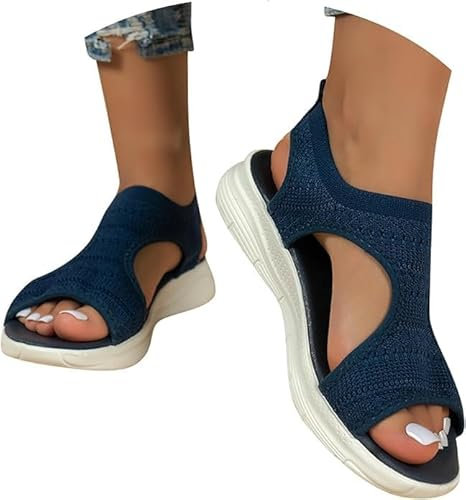 HEONSATI Sandals for Women Orthopedic, Sandals with Arch Support Summer Sandals Ladies Wedge Sandals Walking Sandals Platform Sandals Casual Beach Sandals Comfy Washable Slingback Slide Sport Sandals