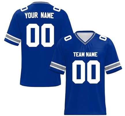 Yunshenla Personalisiert American Football Trikot Herren Damen Kinder Jugend Custom Jersey Personalized Name Und Number Kostüm Schnelltrocknend Rugby Shirt, Personalisierbar Oder Blanko(#17)