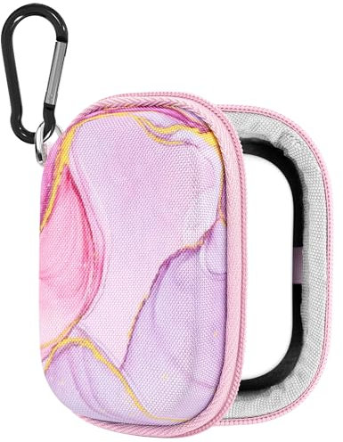 Geekria NOVA Shield Earbuds Case Compatible with Apple AirPods Pro2/Pro/4/3/2/1 True Wireless Earbud, Replacement Hard Shell Travel Carrying Bag with Carabiner Clip Portable (Pink)